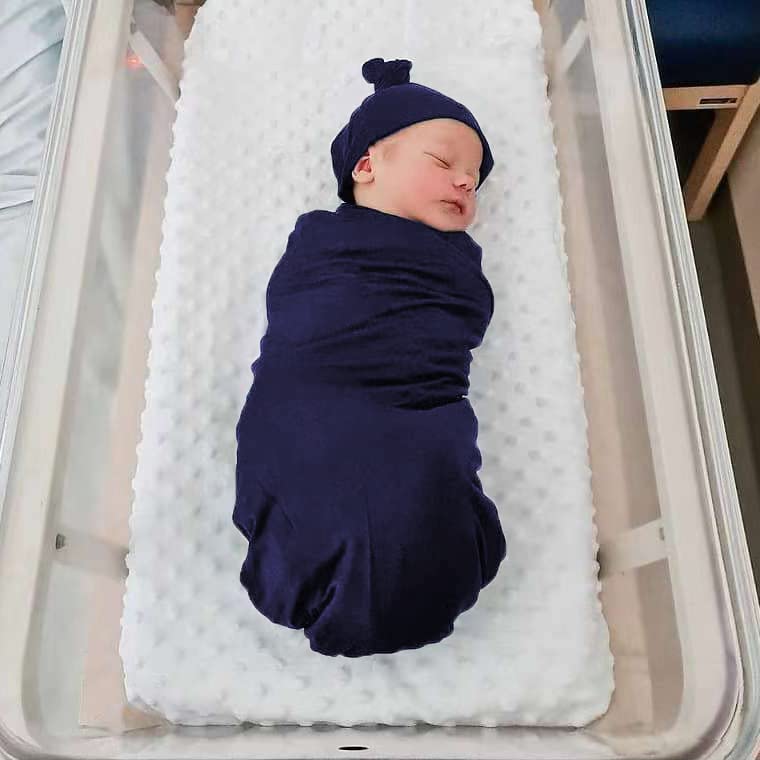 OWLOWLA Newborn Swaddle Set Stretch Wrap Swaddle Receiving Blanket for Baby Boy Girl(Navy Blue) - Image 3